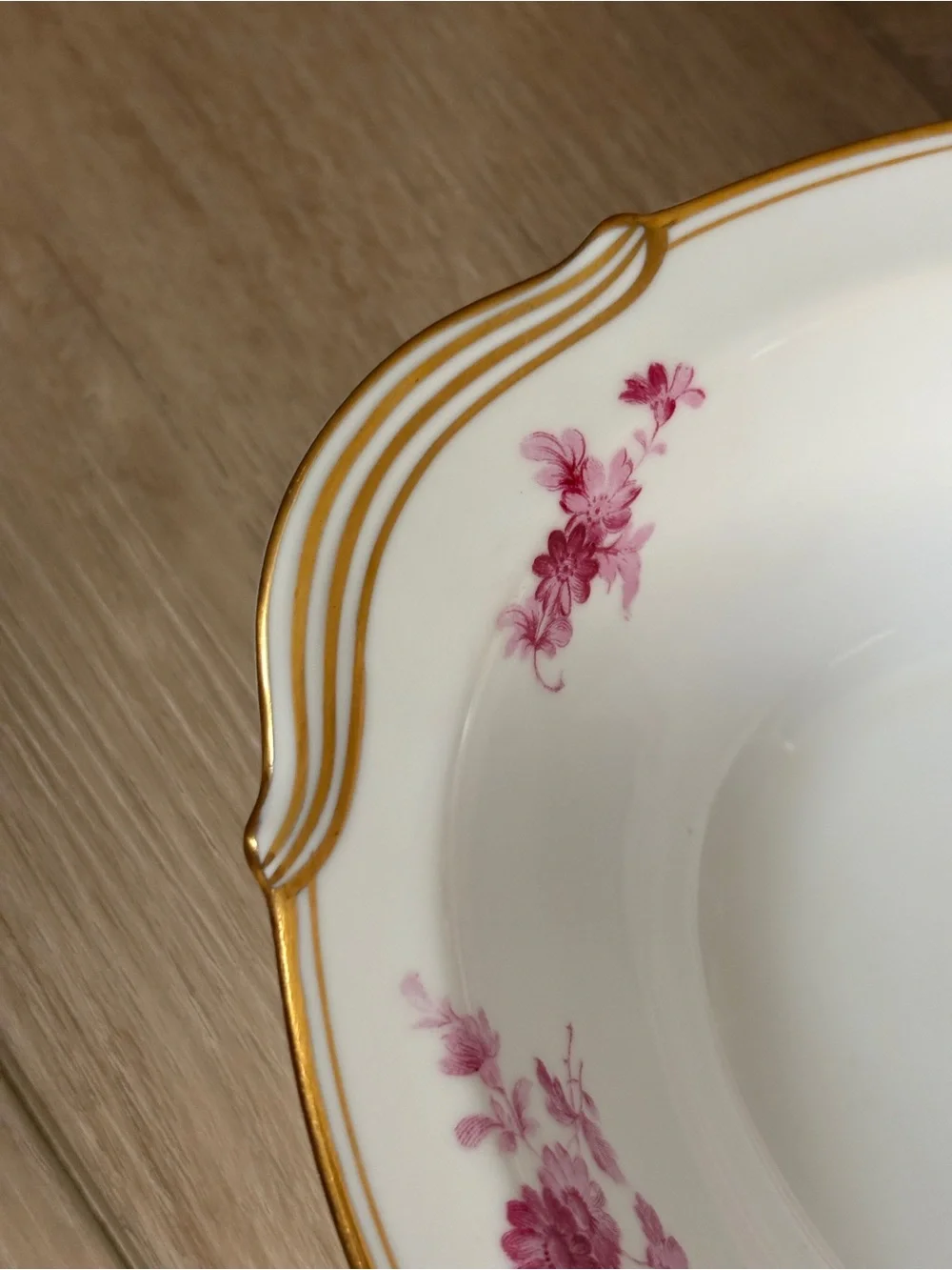 Noritake Vintage Pink Chrysanthemum China Japan Serving Bowl Dish Gold Trim